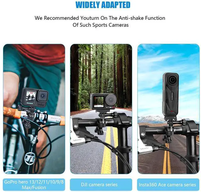 Alt view image 2 of 7 - Bike Handlebar Mount for GoPro (360° Rotation and Lock Any Direction) 0.6-1.3inch All Aluminum Bike/Motorcycle Handlebars Seat Post Ski Pole Mount for Gopro Hero 8/9/10/11/12/13Black