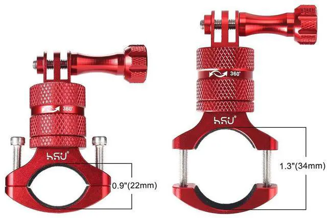 Alt view image 6 of 7 - Bike Handlebar Mount for Gopro Hero 13/12/11/10/9/8/7/6/5/4 AKASO Campark Osmo Action 3/4 and Other Action Cameras, 360 Degrees Rotary Motorcycle Mount (Red)