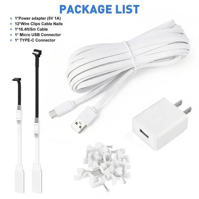 Alt view image 7 of 7 - 16.4ft/5m Charger Cable for Ring Battery Doorbell (2nd Gen-2020/2024Release), Unique L-Shaped 0.003 Connector More Fit Snugly & Weatherproof, UL Power Adapter, 24 Hours Power Supply for Ring Doorbell