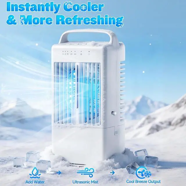 Alt view image 2 of 7 - Portable Air Conditioners - Mini Evaporative Air Cooler for Room - Cooling Fan with Oscillating - 900ml Water Tank Air Conditioners Portable - AC Fan with 3 Speed Timer and 7 Colors Light (White)