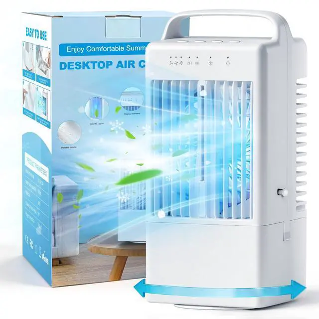 Main image of Portable Air Conditioners - Mini Evaporative Air Cooler for Room - Cooling Fan with Oscillating - 900ml Water Tank Air Conditioners Portable - AC Fan with 3 Speed Timer and 7 Colors Light (White)