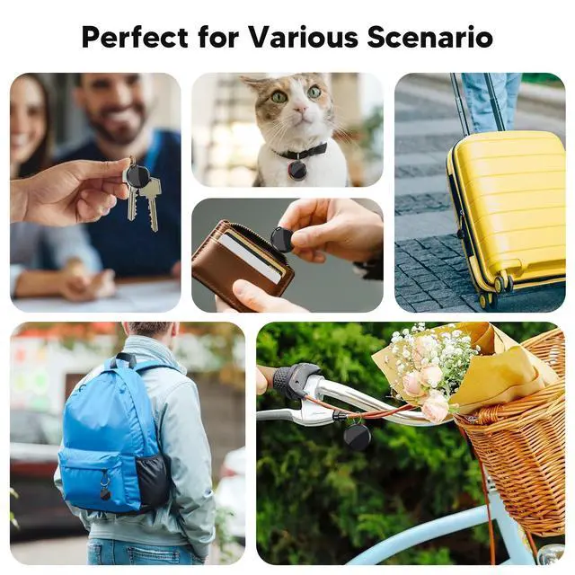 Alt view image 5 of 5 - 2026 Air Tracker Tags-4 Pack 5.3 Smart Bluetooth Tracker Tag Work with Apple Find My (iOS Only) Key Finder Item Locator for Keys, Luggage,Wallet, Backpack, Pets,etc. (4, Black)