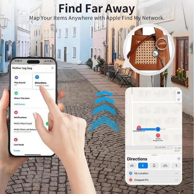 Alt view image 4 of 7 - Air Tracker Tags-4 Pack, 5.3 Bluetooth Tracker Work with Apple Find My (iOS Only), 100dB Sound, Smart Tag with Keychain/Lanyard, Item Finder for Luggage/Key/Suitcase, Replaceable Battery, Black