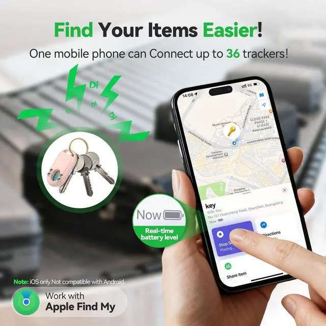 Alt view image 3 of 7 - 3-in-1 Air Tracker Tag 4-Pack (iOS Only), Rechargeable Smart Bluetooth Tracker, 100dB Alarm & Hidden Camera Detection, Compatible with Apple Find My, Item Finder for Keys, Luggage, Wallet, Pet