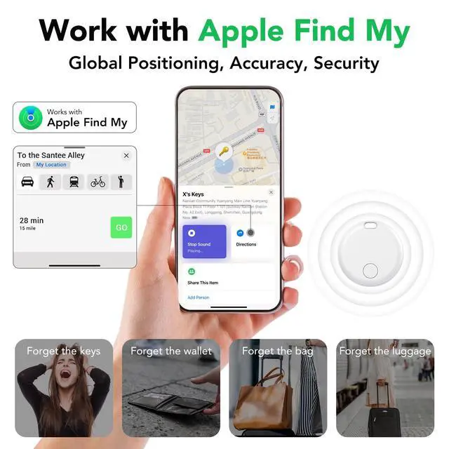 Alt view image 2 of 7 - Air Tracker Tags-4 Pack: Smart Bluetooth Tracker, Item Finder Works with Apple Find My (iOS Only) App, Trakcer Tag Locator for Keys, Luggage, Satchel, weTag mini. (Not for Android Devices)