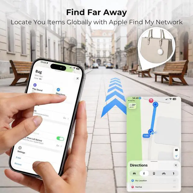 Alt view image 4 of 7 - Air Tracker Tags 4 Pack - Bluetooth Wallet Tracker, Keys Finder Work with Apple Find My (iOS Only), Smart Item Locator Tags for Luggage, Backpack, Phone