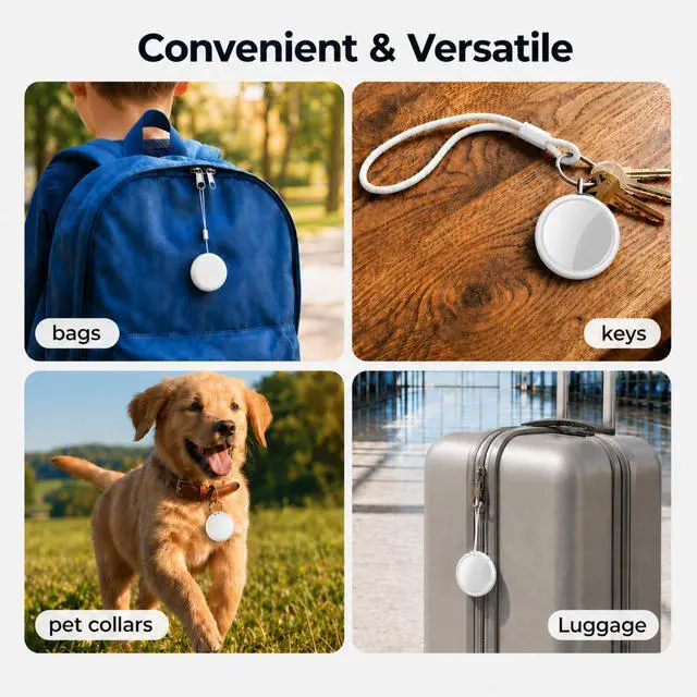 Alt view image 7 of 7 - Air Tracker Tags 4 Pack - Bluetooth Wallet Tracker, Keys Finder Work with Apple Find My (iOS Only), Smart Item Locator Tags for Luggage, Backpack, Phone