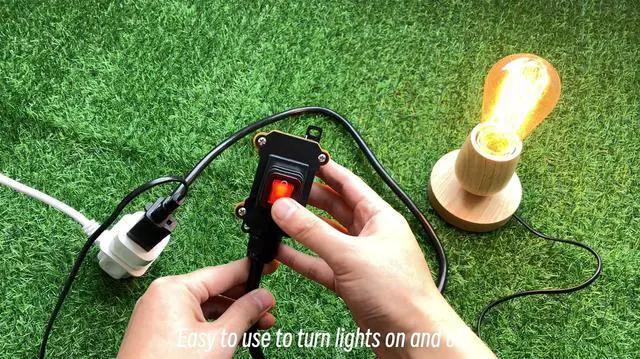 Alt view image 7 of 7 - Inline Cord Switch with 10-ft 14AWG Cable Piggyback Plug(3-Pronged), IP67 Waterproof Extension Cord, AC/DC 20A-125V,16A-250V Inline Power Switch with Red LED Rocker Button