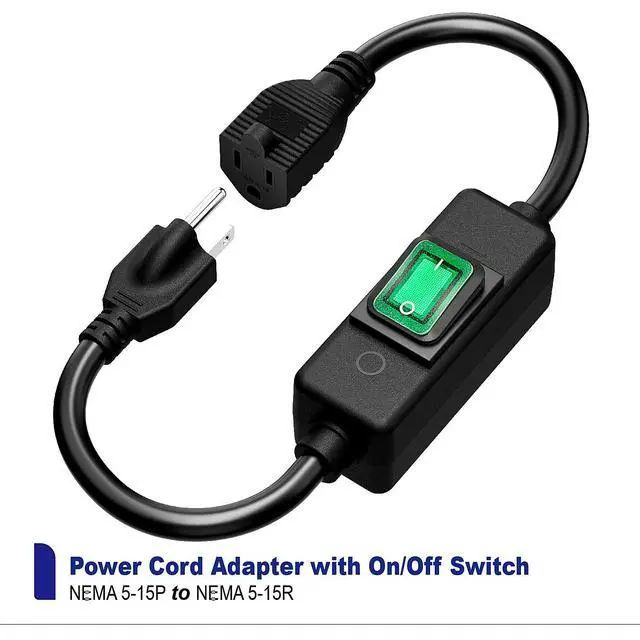 Alt view image 5 of 7 - 3-Prong Outdoor Waterproof Extension Switch Cord, in-Line On/Off Switch Extension Cord, SJTW 14AWG 3C IP57 Waterproof,Max.20A 125V Heavy Duty Inline Switch L=1.5Feet