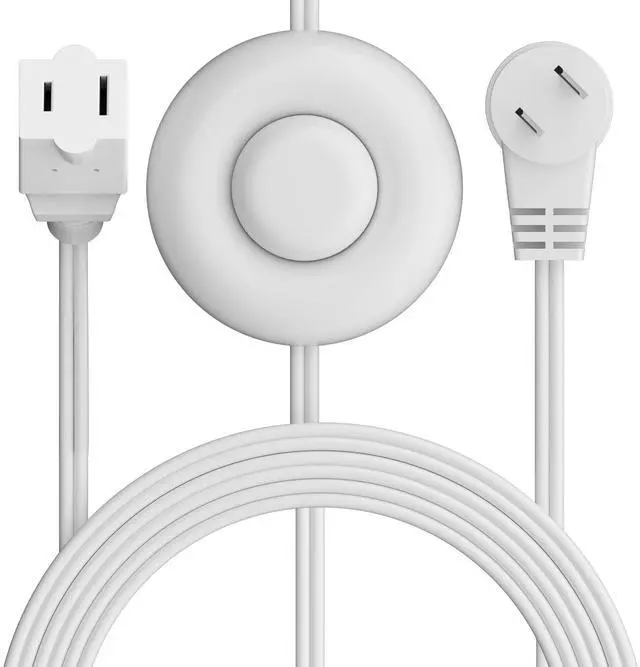 Main image of 2 Prong Polarized Flat Plug Extension Cord 4 FT with Foot Switch for Floor Lamp NEMA 1-15 125V 6A Pedal On/Off Inline Push Switch Step On Power Cord for Holiday Christmas Light Tool Appliance-White