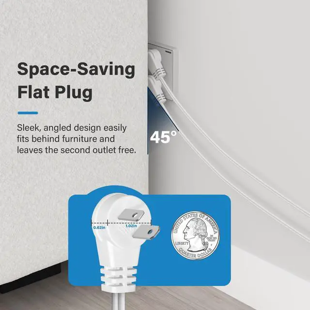 Alt view image 4 of 7 - 2 Prong Polarized Flat Plug Extension Cord 4 FT with Foot Switch for Floor Lamp NEMA 1-15 125V 6A Pedal On/Off Inline Push Switch Step On Power Cord for Holiday Christmas Light Tool Appliance-White