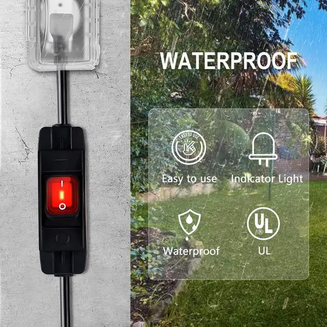 Alt view image 6 of 7 - Extension Cord with Switch On/Off Waterproof Switch 3Ft No Plugging and Unplugging Invintage Stereo Devices Without Built-in Power Switch(3 FT)