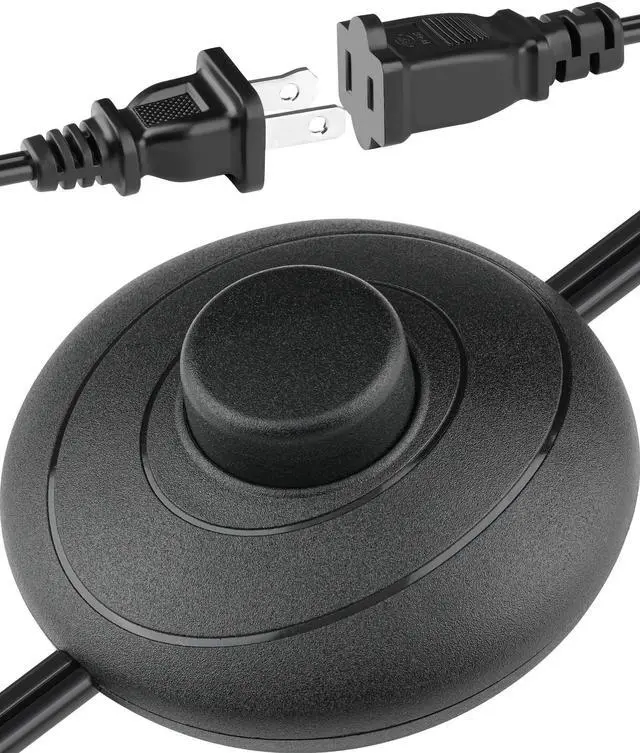 Main image of 6ft/1.8m On/Off Extension Cord Foot Switch Pedal, Switch in Middle of Cord, 2-Prong Polarized Plug and Plug in Outlet AWG18 250VAC Step Switch Floor Lamp Christmas Tree Light Push Button Black