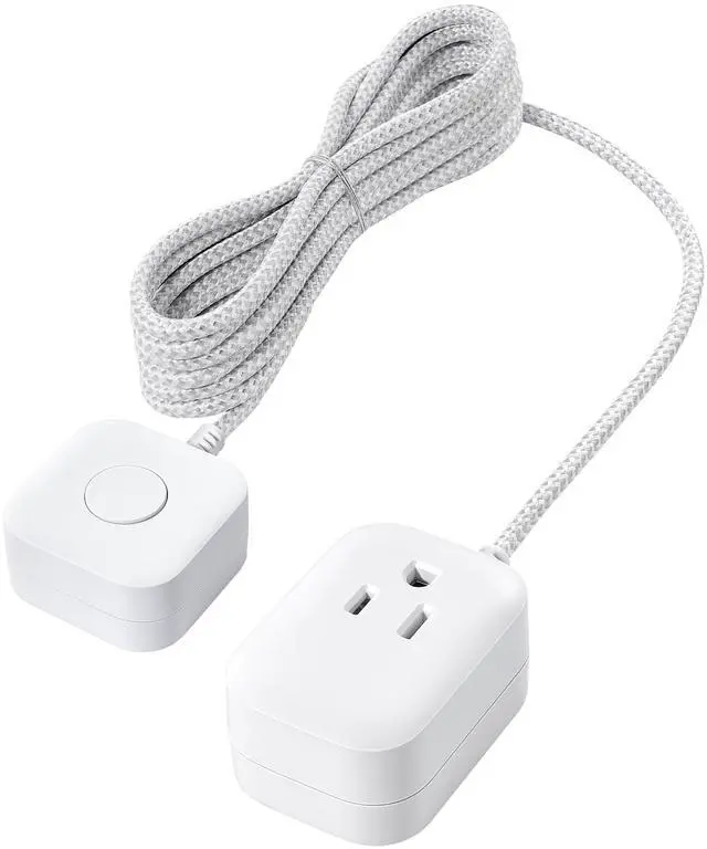 Main image of Extension Cord with Switch On/Off Plug, 6FT Flat Braided Outlet Power Cable, 3 Prong Grounded Plug, Wall or Table Use, Ideal for Lamps, Christmas Light, Audio, Holiday Lights, White
