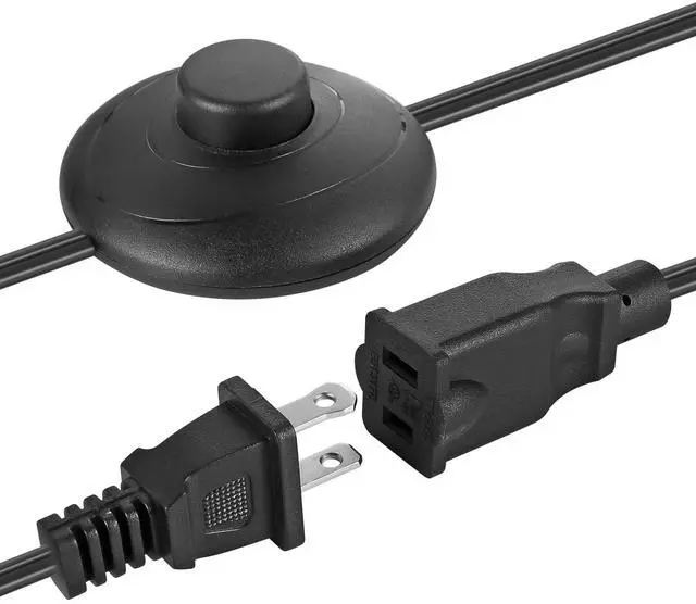 Main image of 2 Prong Polarized Plug Extension Cord with Foot Switch On Off 3A/125V USA Outlet Saver Power Cord SPT-2 18AWG for Chargers/Lamp/Power Adapters etc (6Ft)