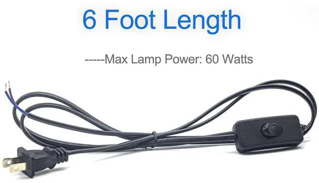 Alt view image 2 of 6 - Lamp Cord with Switch Plug, Extension Cords 6 Foot Wiring Stripped Ends Ready for Light Project and Repair Lights Cable-4Pack Black