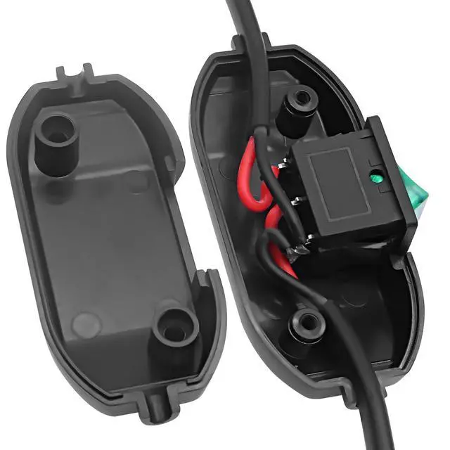 Alt view image 4 of 7 - Inline Cord Switch 12V 24V/3A Toggle ON/Off Rocker Button Switch with Prewire on Both End Green LED for Lamp- 0.5M/1.6FT -2PCS