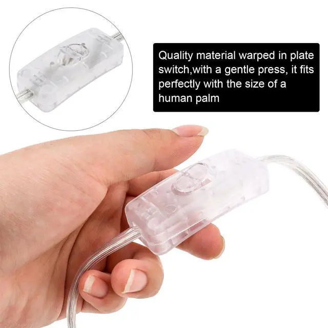 Alt view image 4 of 7 - 6FT Lamp Cord with On/Off Button Switch and Polarized Plug, Stripped Ends Ready for Wiring, 18AWG SPT-2 Replacement Power Cord, Clear
