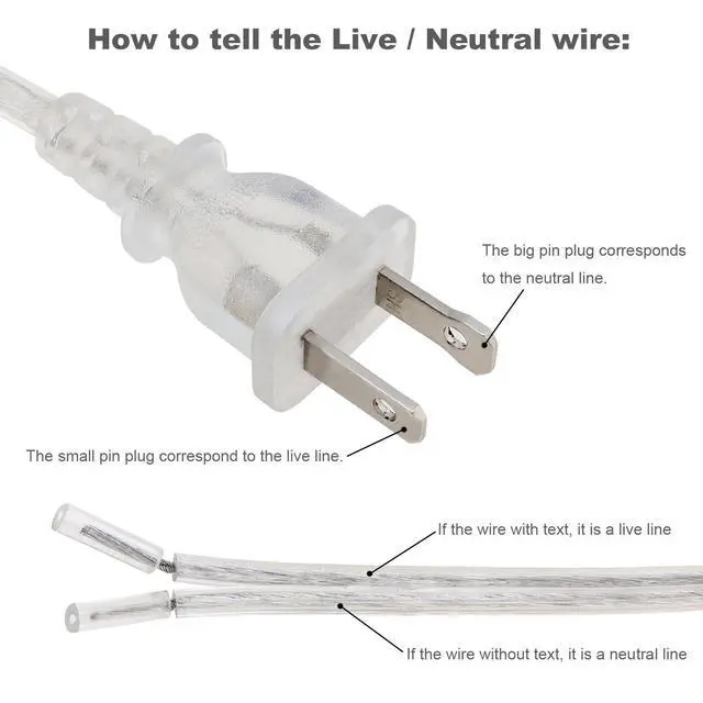 Alt view image 7 of 7 - 6FT Lamp Cord with On/Off Button Switch and Polarized Plug, Stripped Ends Ready for Wiring, 18AWG SPT-2 Replacement Power Cord, Clear