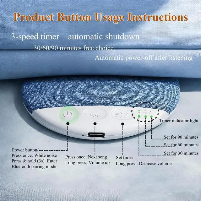 Alt view image 2 of 7 - X3Pro Under Pillow Speakers for Sleeping, Ultra-Thin Bluetooth Pillow Speaker for Side Sleepers, Wireless Sleep Speaker with Auto-Off Timer, Small Bluetooth Speaker for Insomnia Relaxation