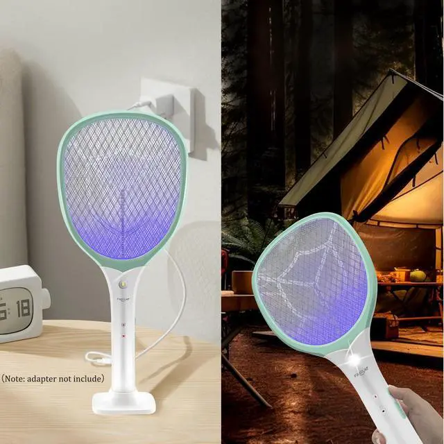 Alt view image 6 of 7 - Rechargeable Handheld Bug Zapper Racket 2 in 1 Electric Fly Swatter (2 in 1 Green)