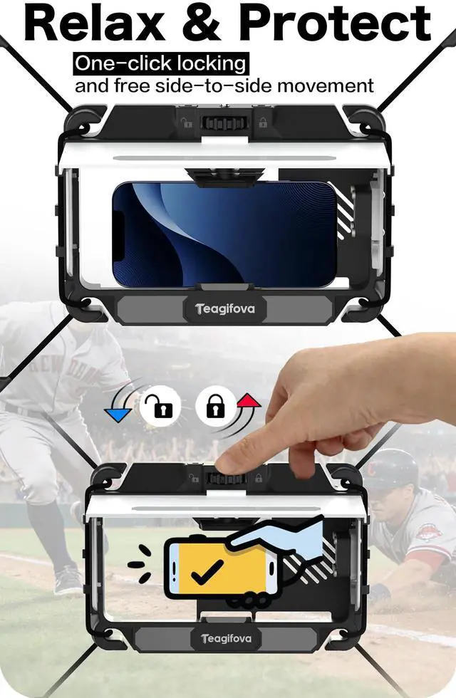 Alt view image 3 of 6 - Phone Fence Mount with Shade & Cooling Fan - Gamechanger Streaming Kit for Baseball, Softball & Tennis - No Fence Bars in Frame (Phone Closer & Wider View)