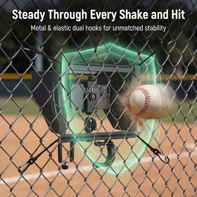 Alt view image 4 of 7 - Cell Phone Fence Mount with Shade, Game Changer Mounting kit for iPhones, Mevo Start, GoPro, Insta 360 and Other Action Cameras, for Recording Baseball,Softball and Tennis Games(Matte Black)