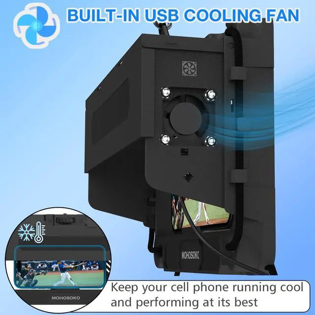 Alt view image 2 of 7 - Phone Fence Mount with Shade & Cooling Fan - Foldable Game Changer Mounting Kit for iPhone, All-in-One Streaming Kit for Baseball Recording