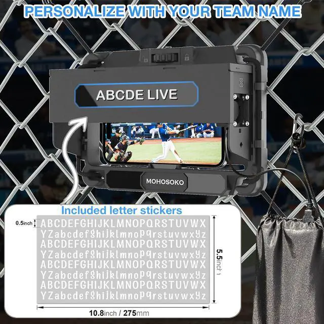 Alt view image 6 of 7 - Phone Fence Mount with Shade & Cooling Fan - Foldable Game Changer Mounting Kit for iPhone, All-in-One Streaming Kit for Baseball Recording