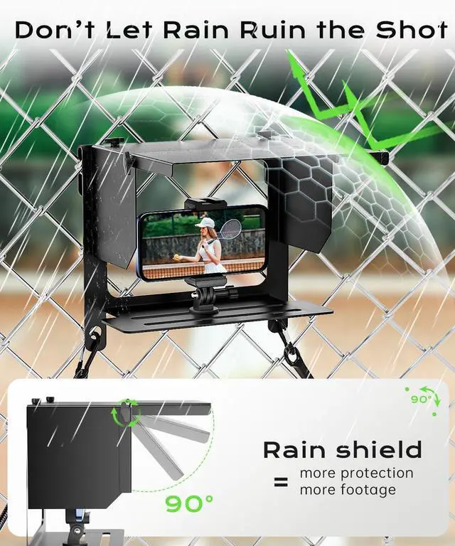 Alt view image 3 of 7 - Cell Phone Fence Mount Shade - All-in-One Mounting Kit for iPhone, GoPro, Samsung, Mevo Start, Insta360 and Action Cameras, Ideal for Recording Baseball, Football, Tennis Games