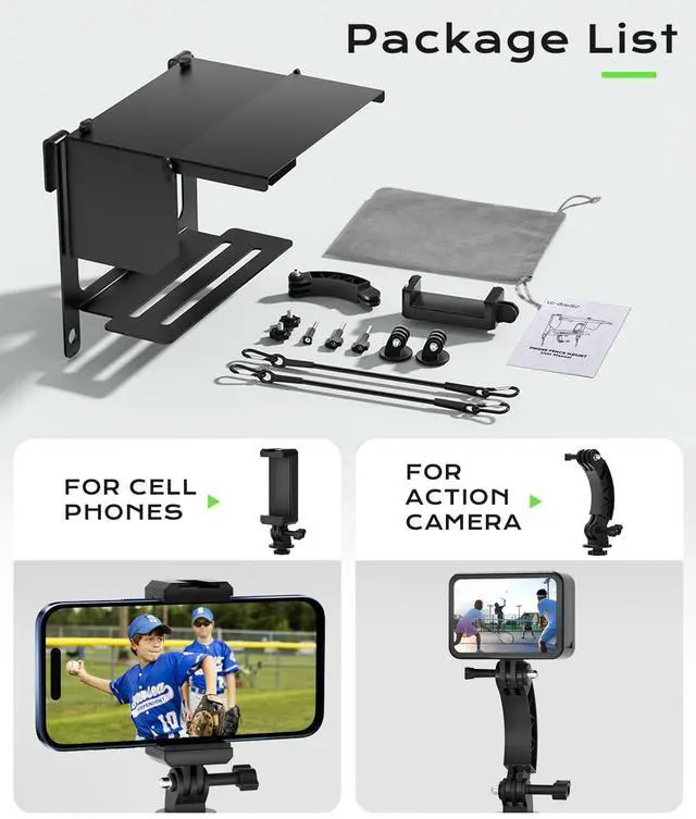 Alt view image 6 of 7 - Cell Phone Fence Mount Shade - All-in-One Mounting Kit for iPhone, GoPro, Samsung, Mevo Start, Insta360 and Action Cameras, Ideal for Recording Baseball, Football, Tennis Games