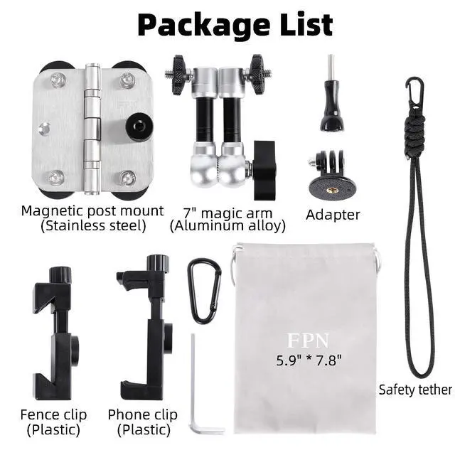 Alt view image 7 of 7 - Magnetic Phone Fence Post Mount + Fence Clip Kit for Gamechanger for Mevo Start, GoPro, iPhone, DJI Osmo Pocket 3 and Action Cameras, for Recording Baseball,Softball and Tennis Games