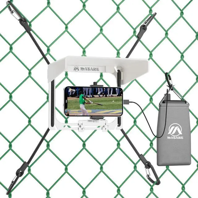 Main image of Cell Phone Fence Mount with Shade, Game Recording Mounting Kit Works with Gamechanger, iPhone, Mevo Start, Phones, and GoPro, for Recording Baseball,Softball and Tennis Games(Mini Plus)