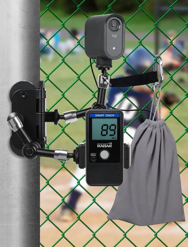 Alt view image 3 of 7 - Magnetic Fence Mount Live Streaming Kit for Mevo Start,Gopro, iPhone and Pocket Radar,Two 1/4'' Mount Points Camera Magnet Holder for Gamechanger at Baseballl,Softball Field
