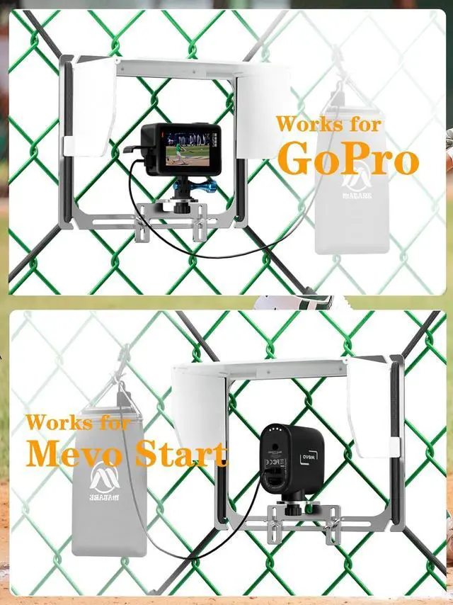 Alt view image 6 of 7 - Game Changer Mounting Kit, Cell Phone Fence Mount with Shade, Gamechanger Streaming Kit, Fence Phone Holder for iPhone GoPro Camera Mevo Start Recording Baseball/Softball Games(Mini Plus)