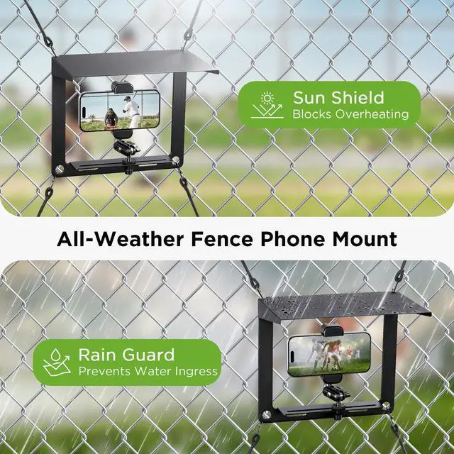 Alt view image 3 of 7 - Fence Mount for Phone, Flexible Cell Phone Fence Mount with Shade Live Sports Streaming Kit with Swivel Head for Mevo Start, Phones, GoPro and Other Action Cameras, Baseball Games Tennis
