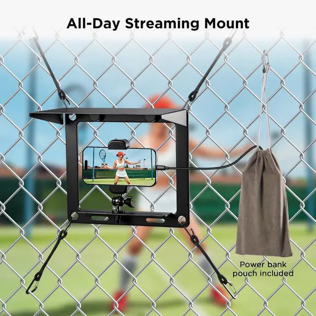 Alt view image 7 of 7 - Fence Mount for Phone, Flexible Cell Phone Fence Mount with Shade Live Sports Streaming Kit with Swivel Head for Mevo Start, Phones, GoPro and Other Action Cameras, Baseball Games Tennis
