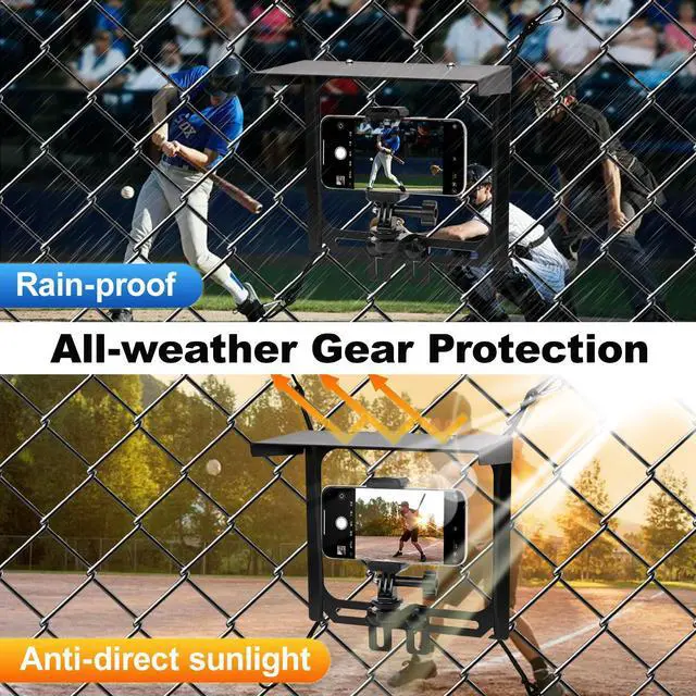 Alt view image 2 of 7 - Cell Phone Fence Mount with Shade, Game Recording Mounting Kit Works with Gamechanger, iPhone, Mevo Start, Phones, and GoPro, for Recording Baseball,Softball and Tennis Games