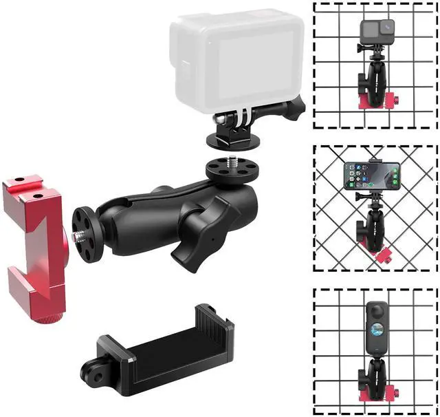 Main image of Upgraded Aluminum Fence Mount with Shade - Game Changer Mounting Kit Fence Mount for iPhone Gopro, Mevo Start, Insta360 for Baseball, Pickleball, Tennis, Softball, Football Games Recording