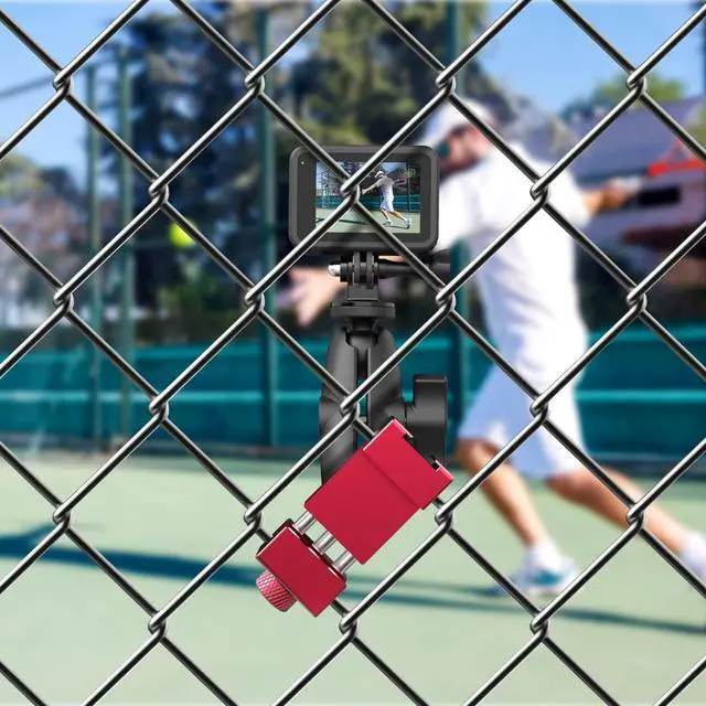 Alt view image 3 of 7 - Upgraded Aluminum Fence Mount with Shade - Game Changer Mounting Kit Fence Mount for iPhone Gopro, Mevo Start, Insta360 for Baseball, Pickleball, Tennis, Softball, Football Games Recording