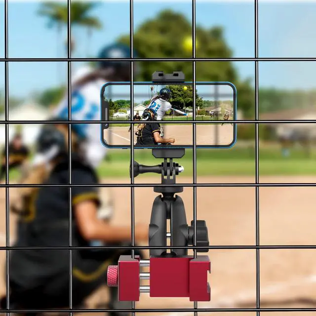 Alt view image 4 of 7 - Upgraded Aluminum Fence Mount with Shade - Game Changer Mounting Kit Fence Mount for iPhone Gopro, Mevo Start, Insta360 for Baseball, Pickleball, Tennis, Softball, Football Games Recording
