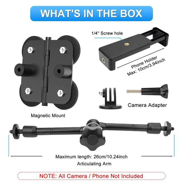 Alt view image 7 of 7 - Magnetic Camera Fence Mount, Post Mount for Mevo Start/GoPro/Insta360/DJI OSMO Pocket 3/iPhone, Two 1/4'' Threaded Points Camera Magnet Holder for Game Changer Recording Baseball Softball Tennis Games