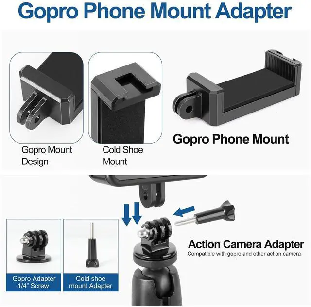 Alt view image 7 of 7 - Fence Mount for Gopro, Aluminum Phone Fence Mount Compatible with Gopro, Mevo Start, Smartphone, Action Camera, Insta360, Game Changer Mounting Kit for Baseball, Softball, Tennis, Football Recording