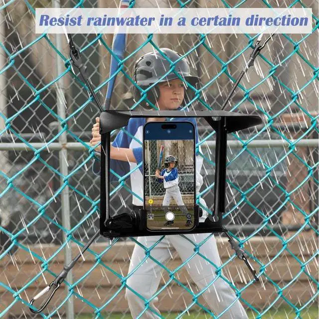 Alt view image 3 of 7 - Cell Phone Fence Mount with Shade, Phones Holder Mounting Kit for iPhone, Mevo Start, GoPro and Other Action Cameras, for Recording Baseball, Hockey, Softball and Tennis Games (Black)