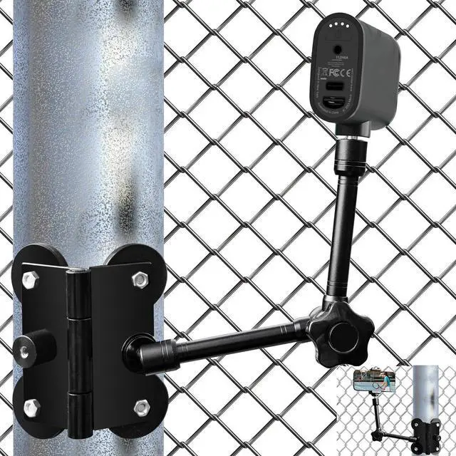 Main image of Magnetic Camera Fence Mount for Mevo Start/GoPro / Insta360 / DJI OSMO Pocket 3 / iPhone, Two 1/4"-20 Mount Points Camera Magnet Fence Holder for Recording Baseball/Softball/Tennis Games