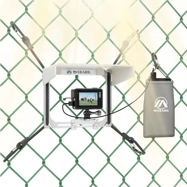 Alt view image 5 of 7 - Cell Phone Fence Mount with Shade, Mounting Kit Works with iPhone, Mevo Start, Phones, GoPro and Other Action Cameras, for Recording Baseball,Softball and Tennis Games(Mini Plus)