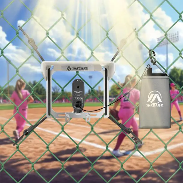 Alt view image 7 of 7 - Cell Phone Fence Mount with Shade, Mounting Kit Works with iPhone, Mevo Start, Phones, GoPro and Other Action Cameras, for Recording Baseball,Softball and Tennis Games(Mini Plus)