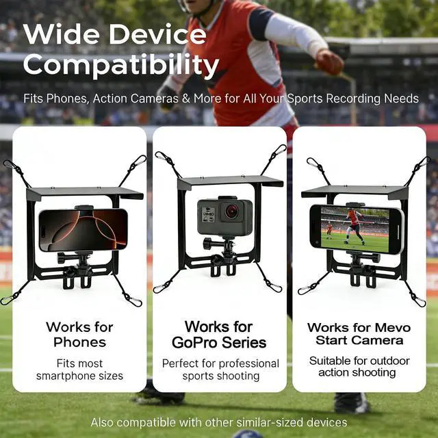 Alt view image 2 of 6 - Sports Gamechanger Fence Mount - Gamechanger Streaming Mounting Kit for Fence Holder for iPhone Insta 360 & Action Cameras, Great for Recording Football, Baseball & Tennis