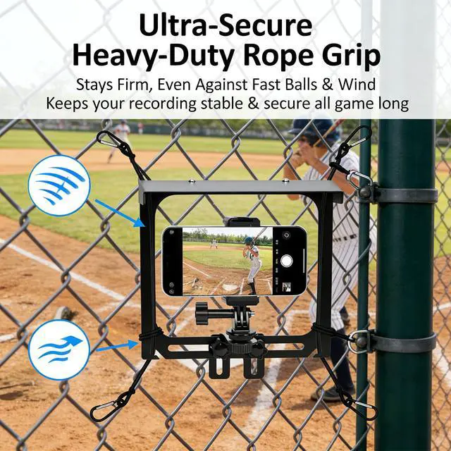 Alt view image 4 of 6 - Sports Gamechanger Fence Mount - Gamechanger Streaming Mounting Kit for Fence Holder for iPhone Insta 360 & Action Cameras, Great for Recording Football, Baseball & Tennis