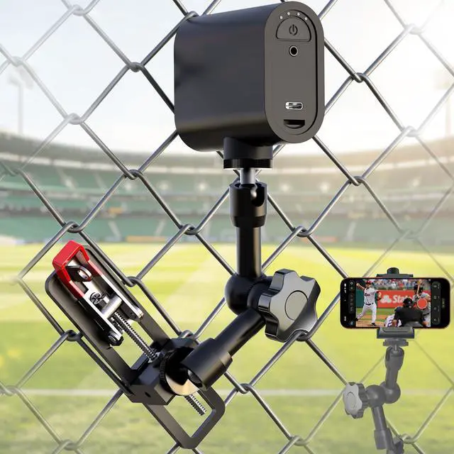 Main image of Fence Mount for Mevo Start and iPhone - Adjustable Fence Clip Mount Holder with Three 1/4 inch Camera Mounting Points, Quick Setup Game Changer Mounting Kit for Baseball/Softball Games